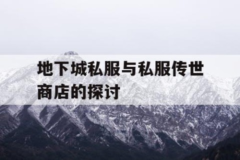 地下城私服与私服传世商店的探讨