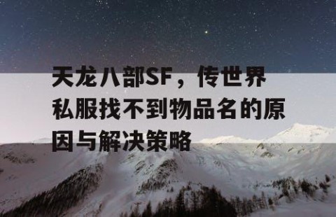 天龙八部SF，传世界私服找不到物品名的原因与解决策略