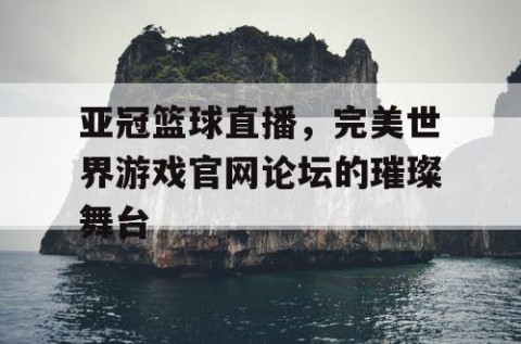 亚冠篮球直播,完美世界游戏官网论坛的璀璨舞台