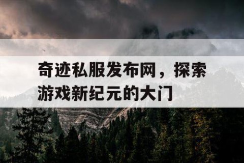 奇迹私服发布网，探索游戏新纪元的大门
