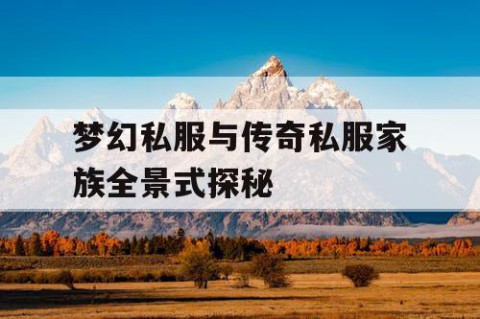 梦幻私服与传奇私服家族全景式探秘