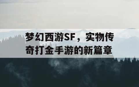 梦幻西游SF，实物传奇打金手游的新篇章