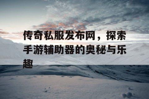 传奇私服发布网，探索手游辅助器的奥秘与乐趣