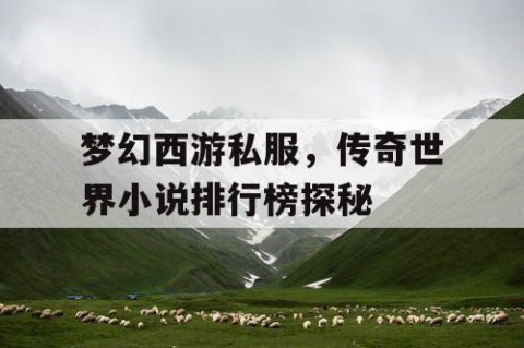 梦幻西游私服，传奇世界小说排行榜探秘