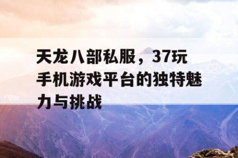 天龙八部私服，37玩手机游戏平台的独特魅力与挑战