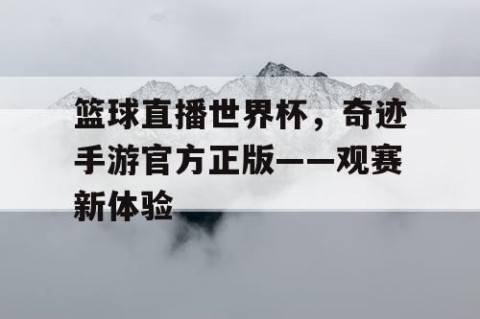 篮球直播世界杯，奇迹手游官方正版——观赛新体验