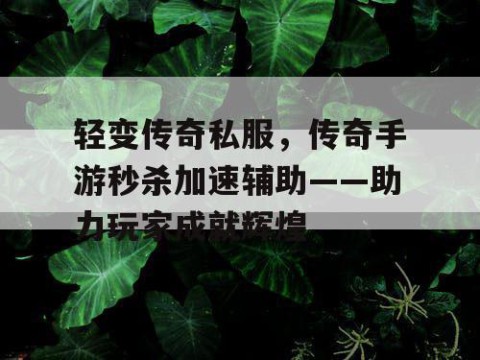 轻变传奇私服，传奇手游秒杀加速辅助——助力玩家成就辉煌