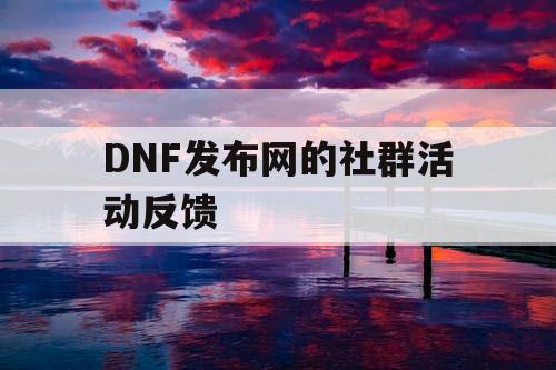 DNF发布网的社群活动反馈