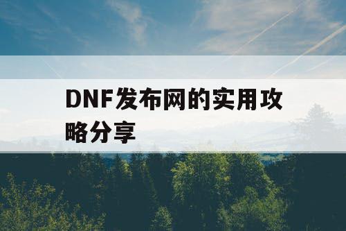DNF发布网的实用攻略分享