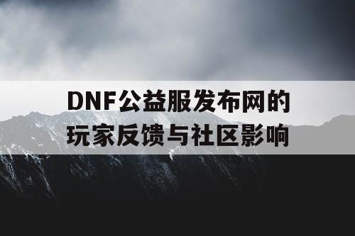 DNF公益服发布网的玩家反馈与社区影响 DNF公益服发布网的玩家反馈与社区影响