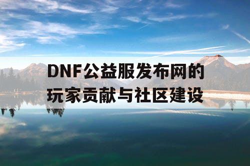 DNF公益服发布网的玩家贡献与社区建设