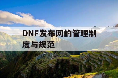 DNF发布网的管理制度与规范