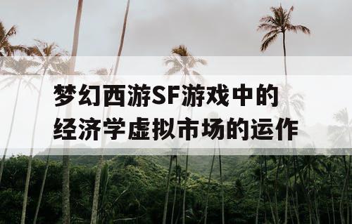 梦幻西游SF游戏中的经济学虚拟市场的运作