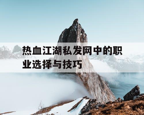 热血江湖私发网中的职业选择与技巧