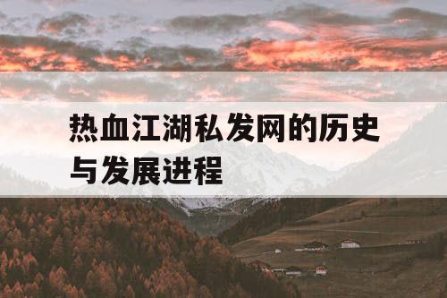 热血江湖私发网的历史与发展进程