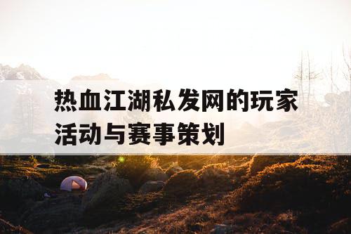热血江湖私发网的玩家活动与赛事策划 热血江湖私发网的玩家活动与赛事策划