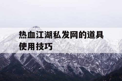 热血江湖私发网的道具使用技巧
