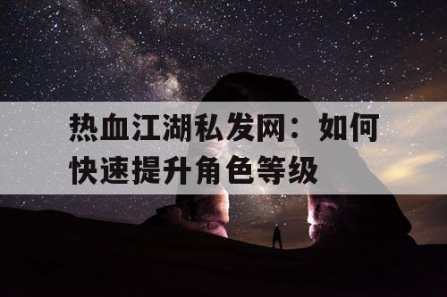 热血江湖私发网：如何快速提升角色等级