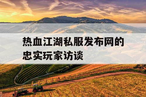 热血江湖私服发布网的忠实玩家访谈