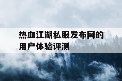 热血江湖私服发布网的用户体验评测