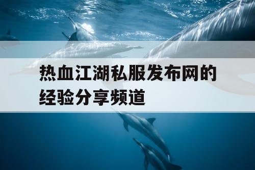 热血江湖私服发布网的经验分享频道