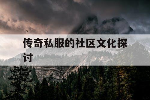 传奇私服的社区文化探讨