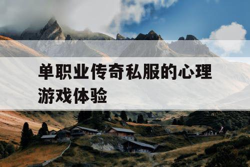 单职业传奇私服的心理游戏体验