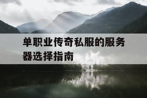 单职业传奇私服的服务器选择指南