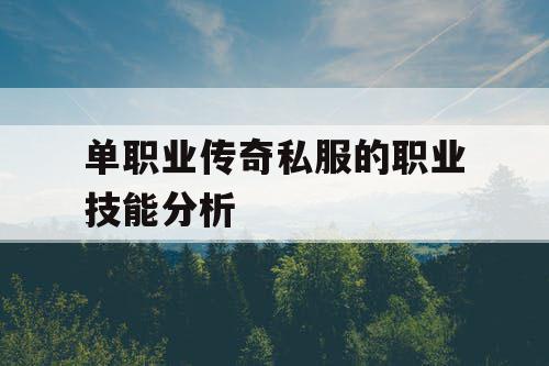 单职业传奇私服的职业技能分析
