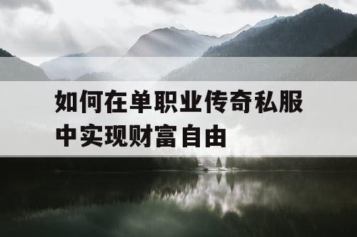 如何在单职业传奇私服中实现财富自由 如何在单职业传奇私服中实现财富自由
