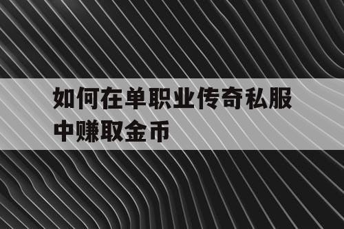 如何在单职业传奇私服中赚取金币 如何在单职业传奇私服中赚取金币