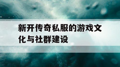新开传奇私服的游戏文化与社群建设