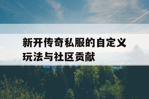 新开传奇私服的自定义玩法与社区贡献 新开传奇私服的自定义玩法与社区贡献
