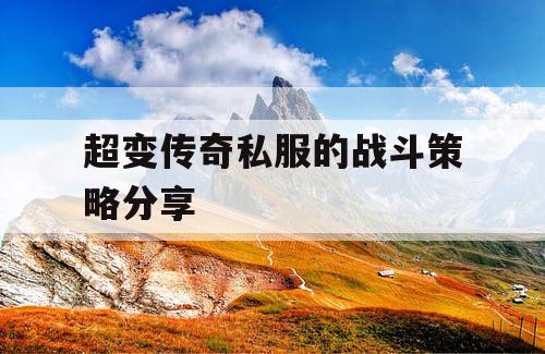 超变传奇私服的战斗策略分享