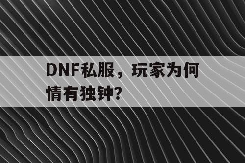 DNF私服，玩家为何情有独钟？