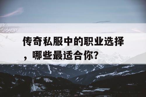 传奇私服中的职业选择，哪些最适合你？