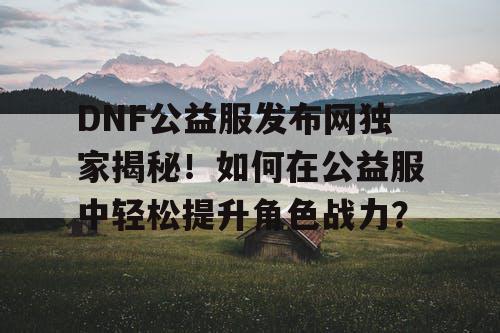 DNF公益服发布网独家揭秘！如何在公益服中轻松提升角色战力？
