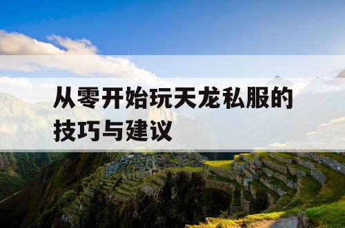 从零开始玩天龙私服的技巧与建议