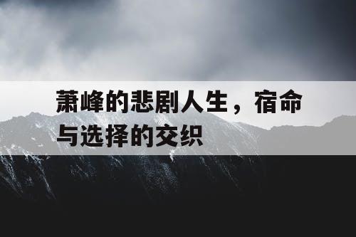 萧峰的悲剧人生,宿命与选择的交织 萧峰的悲剧人生,宿命与选择的交织