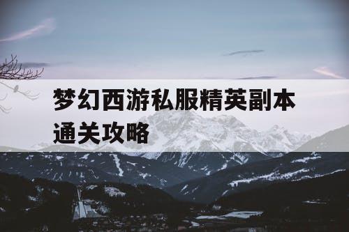 梦幻西游私服精英副本通关攻略 梦幻西游私服精英副本通关攻略