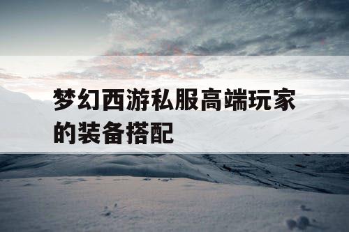梦幻西游私服高端玩家的装备搭配
