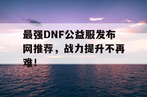 最强DNF公益服发布网推荐，战力提升不再难！