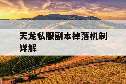 天龙私服副本掉落机制详解