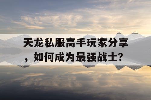 天龙私服高手玩家分享，如何成为最强战士？