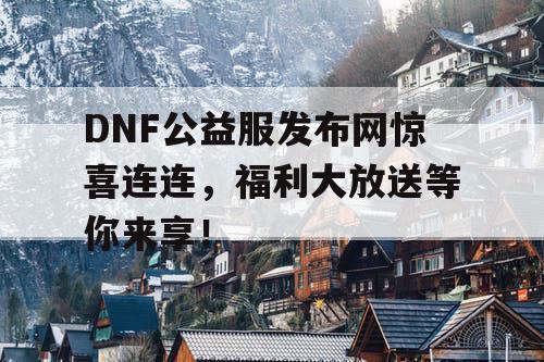 DNF公益服发布网惊喜连连，福利大放送等你来享！