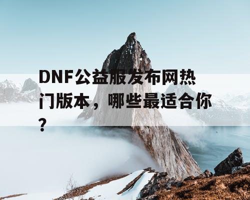 DNF公益服发布网热门版本，哪些最适合你？