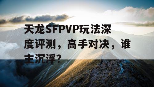 天龙SFPVP玩法深度评测，高手对决，谁主沉浮？