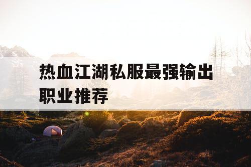 热血江湖私服最强输出职业推荐