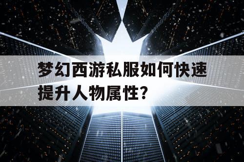 梦幻西游私服如何快速提升人物属性? 梦幻西游私服如何快速提升人物属性?
