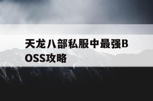 天龙八部私服中最强BOSS攻略